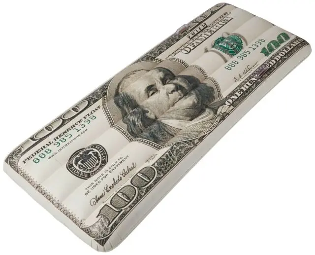 Summer Pool Swim Fun Inflatable Dollar 100 Bill Pool Float Lilo Beach Air Mattress