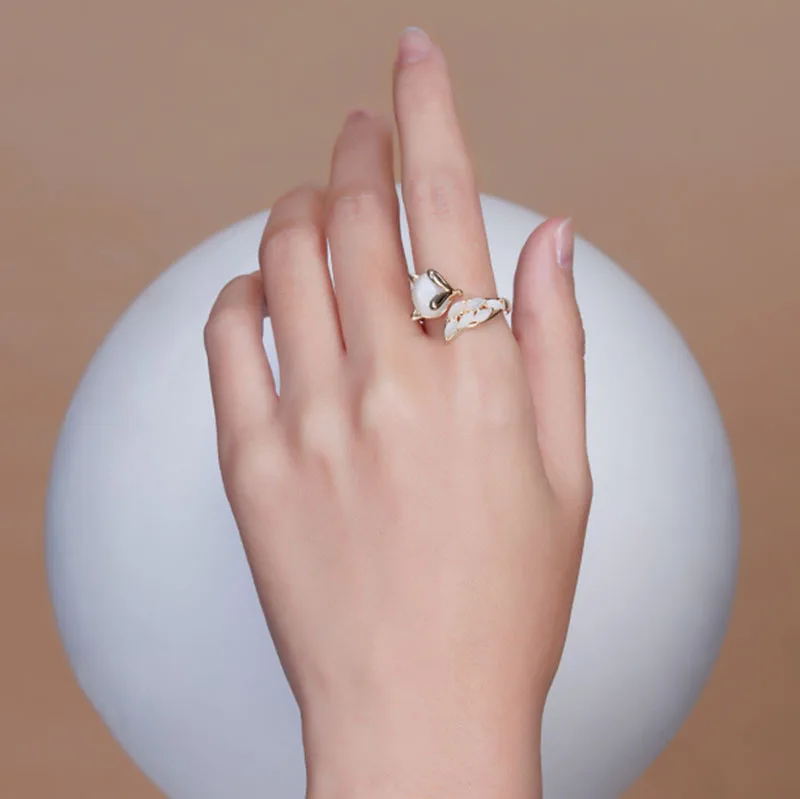 Drop Shipping Light Luxury Open Ring Female Design Fashion Index Finger Ring Adjustable Cute Little Fox Ring