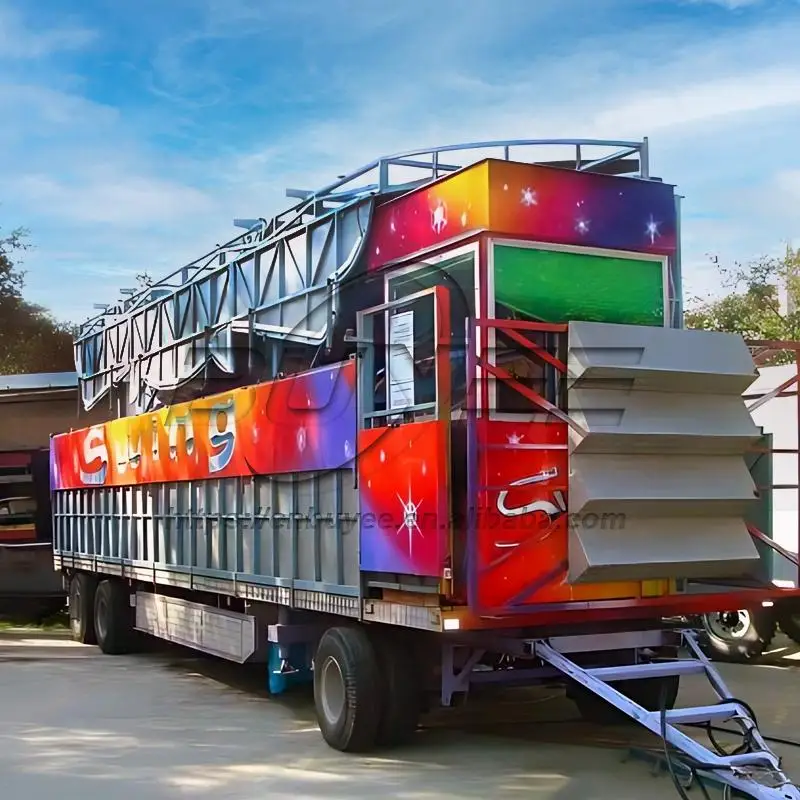 China Hot Sale Exciting Thrill Rides Fairground Amusement Park Game Machine Portable Crazy Turntable Disco Tagada With  Trailer