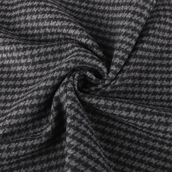 Good Quality Black Grey Wool Blended Woven Custom Tweed Fabric Houndstooth Woolen Fabric For Suit Coat