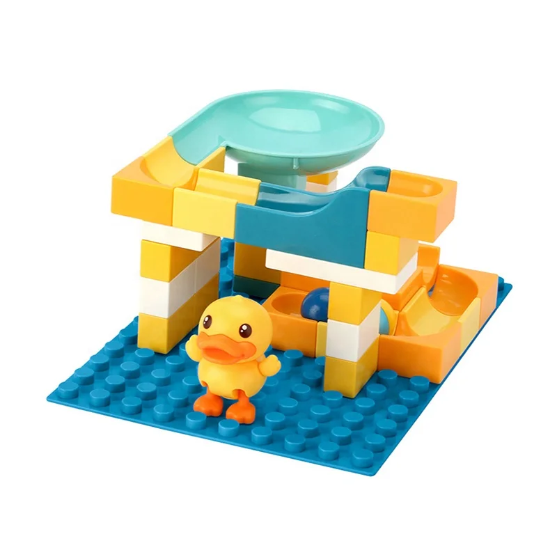 43PCS Assemble Track Diy Educational Duck Rolling Slidel Block Building Toy for Kids