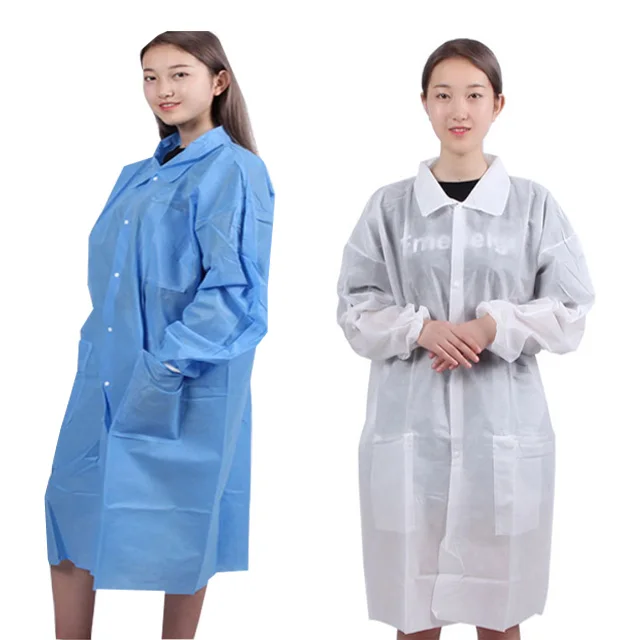 Manufacturing Blue White Dark Blue Color Disposable SMS Lab Coat  for Men and Woman Unisex Medical Doctors Nursing