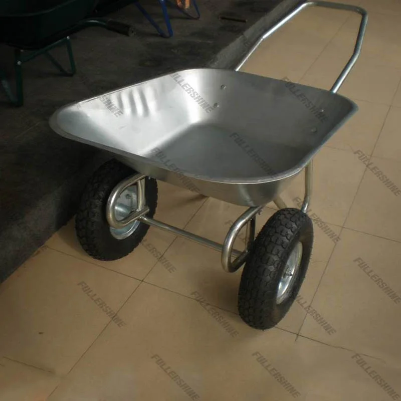 Russia model galvanized wheel barrow WB6211 with double wheel 4.00-6