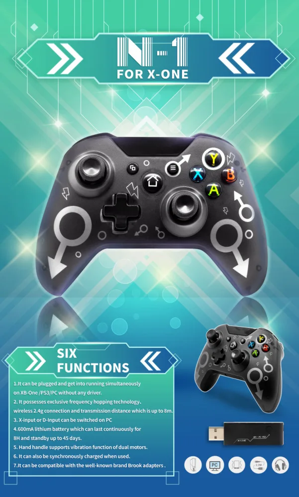 Wireless  2.4GHz Gamepad Game Controller For Xbox One Console Game Joystick