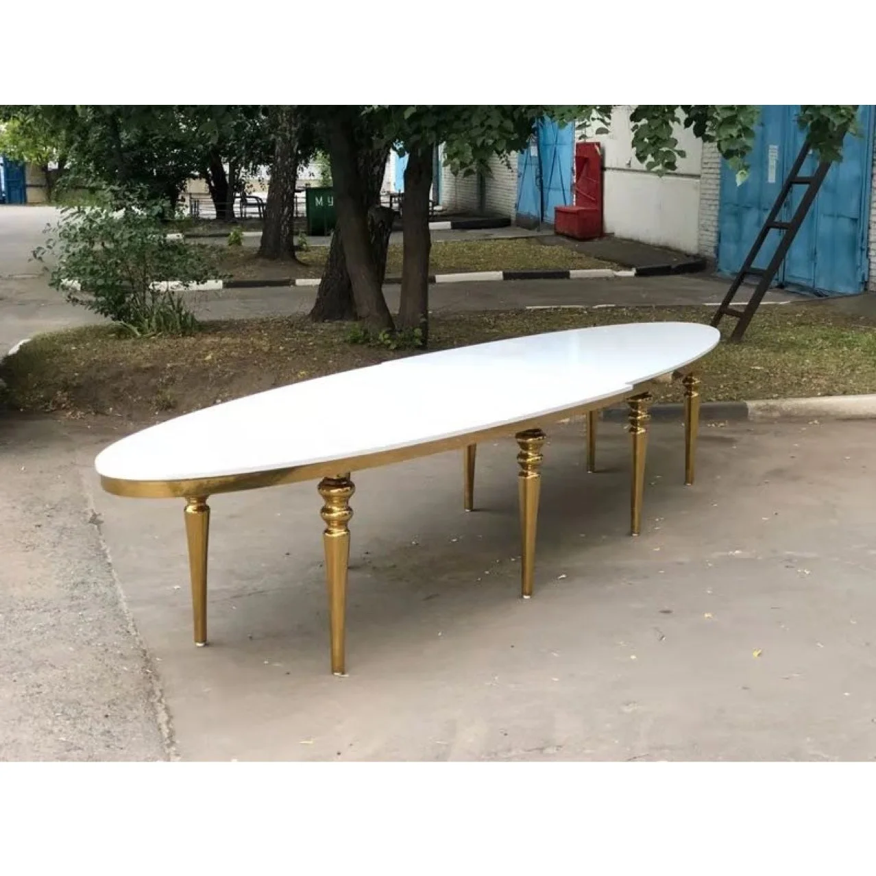 Wholesale italian luxury modern marble centre de table wedding gold stainless steel weddings dinning tables sets centerpieces