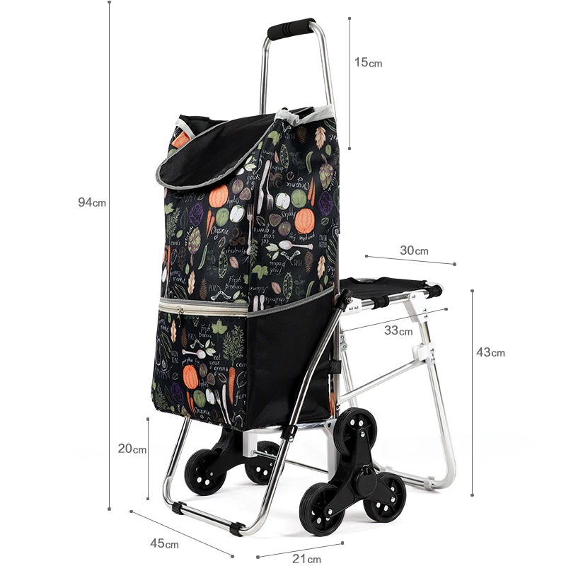 Custom Logo OEM/ODEM  folding shopping cart with seat folding shopping carts dual purpose folding shopping cart