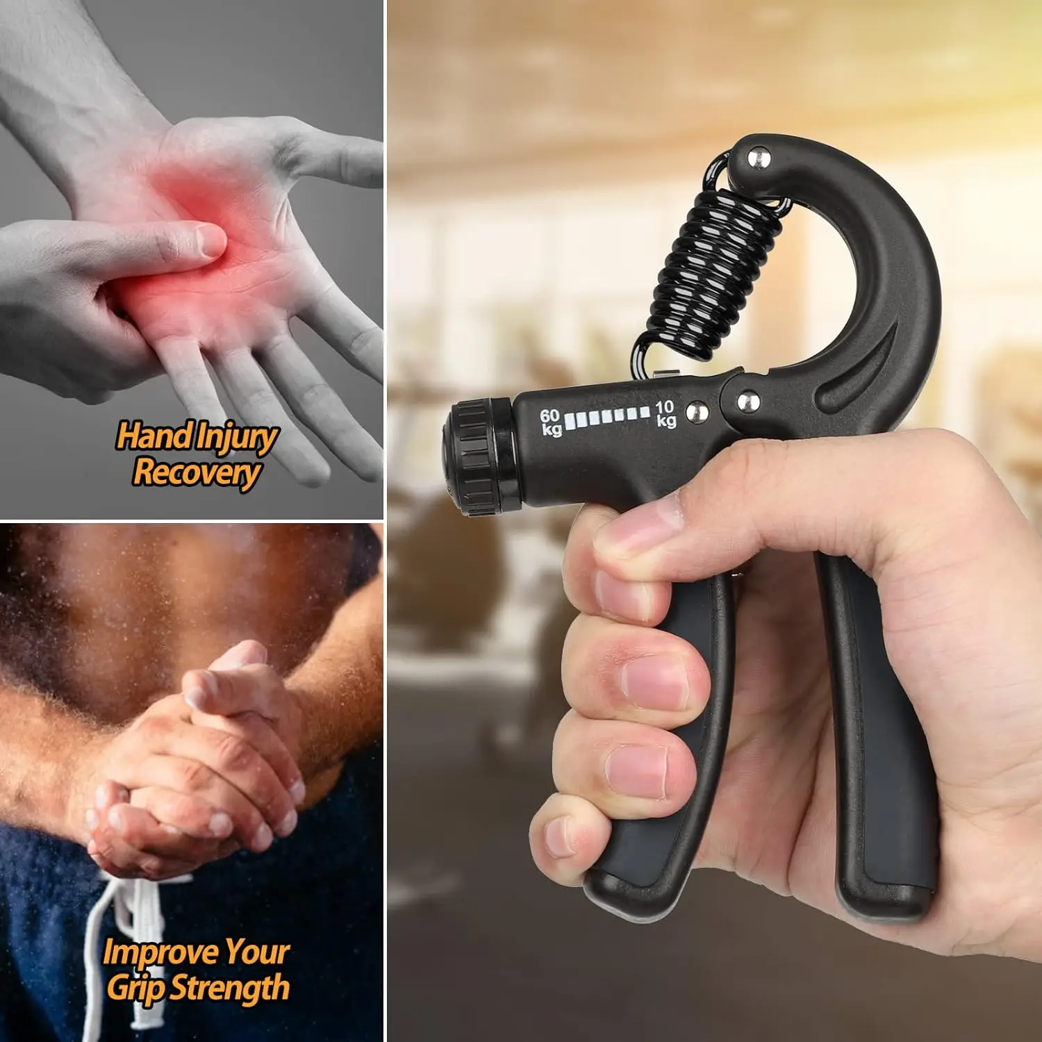 High Quality Fitness Gripper Exercise Custom LOGO Strength Hand Gripper with Thick Spring