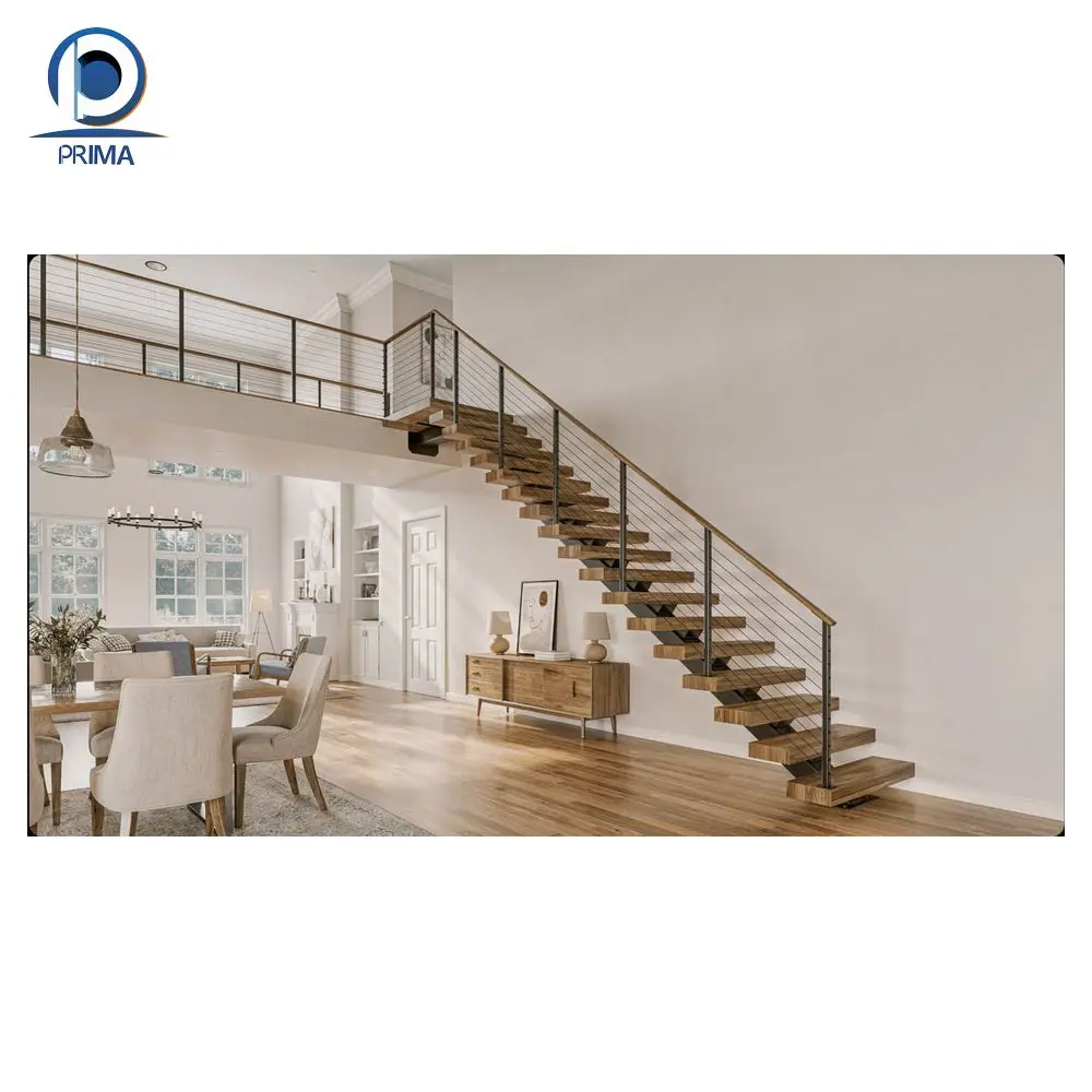 PRIMA  stairs free design indoor stairs straight and wooden steps stairs