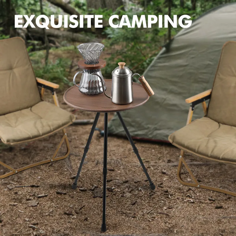 KingGear Outdoor Round Folding Table Aluminum Round Side Table Portable Collapsible Light Small Round Camping Table