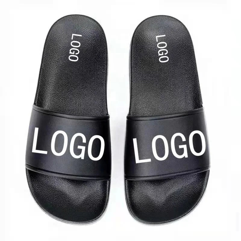 wholesale cheap custom logo slippers printed pu &pvc beach slipper men slide slippers custom logo  custom high quality sandals