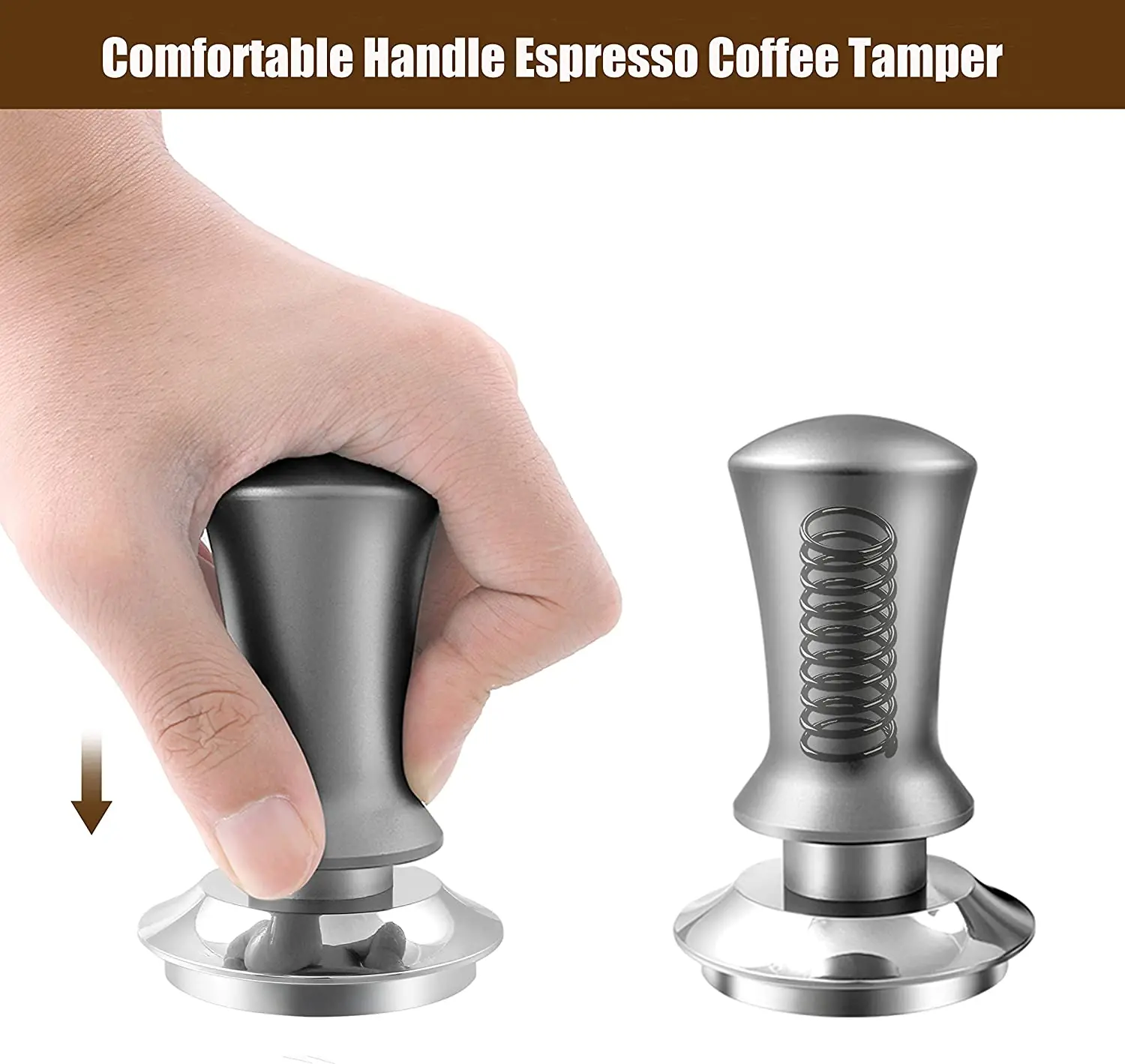 Cafe Accessories Coffee Tamper Coffee Distributor Adjustable Depth Stainless Steel 51MM 53MM 58MM Black Silver Gold Customize