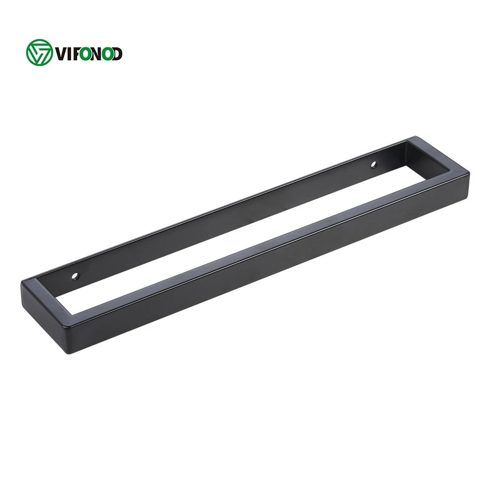 High quality matte black stainless steel single towel bar bathroom wall-mounted towel rack bathroom self-adhesive towel rack