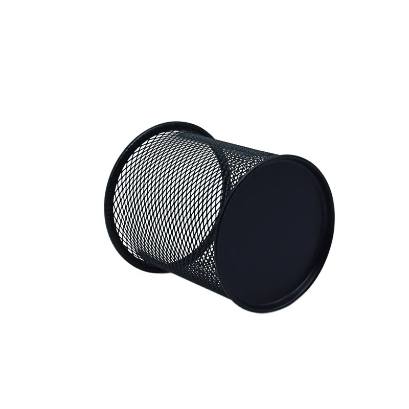Factory Wholesale Black Desk Office Pen Organizer Clip Holder Round Table Metal Wire Mesh Pencil Cup Pen Holder