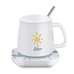 Temperature Usb Gift Box Heated Wireless Smart Warmer Black Heating Electric Ceramic Battery Coffee Coaster Cup Warmer Set Mug