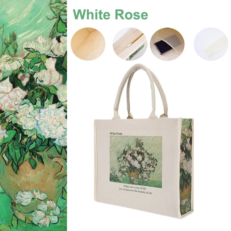 Wholesale sublimation color custom classic printed handbag beach bag cotton canvas tote shopping bag with zipper pocket button