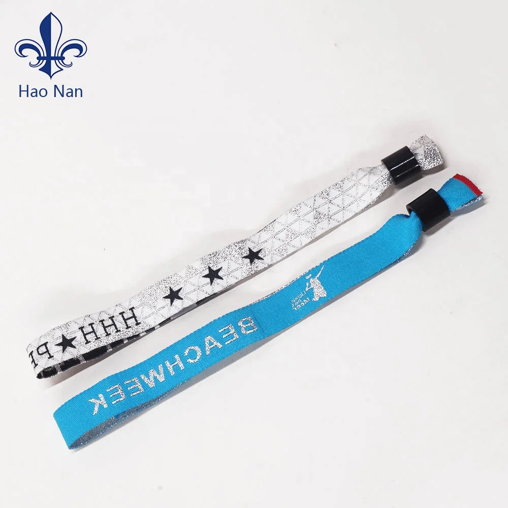 Custom polyester woven thread promotional wristbands fabric festival wristband