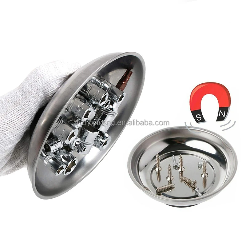 3/4/6 in Round Magnetic Bowl Trays Set Stainless Steel Magnet Tool Tray Parts Holder for Screws/Sockets/Bolts