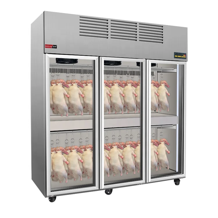 Economical Two Double Glass Door Steel Hang Duck Air Dryer Display Cabinet For Commercial Use