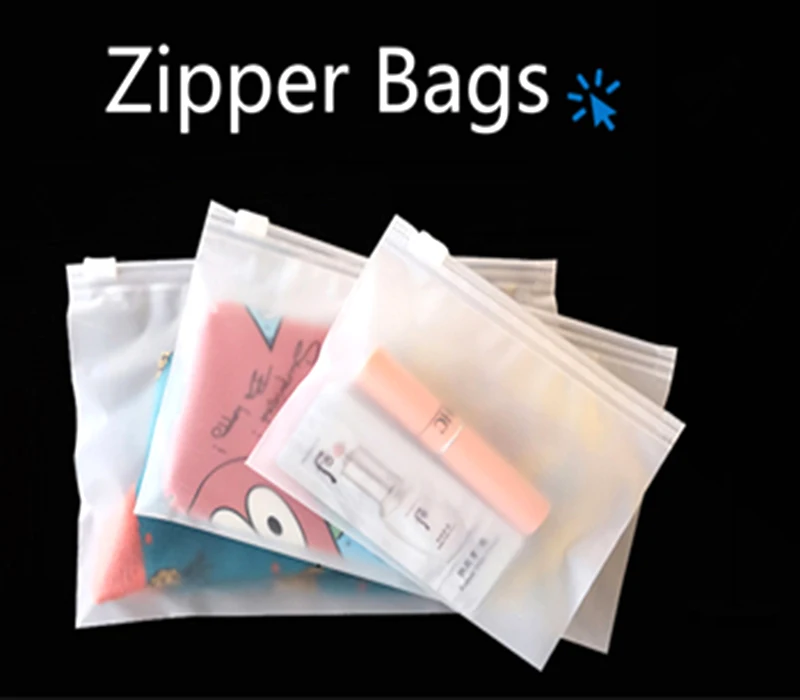Cheapest price 1 piece custom frosted plastic zipper horizontal  1-2 years biodegradable zipper bag Travel Storage Pouch