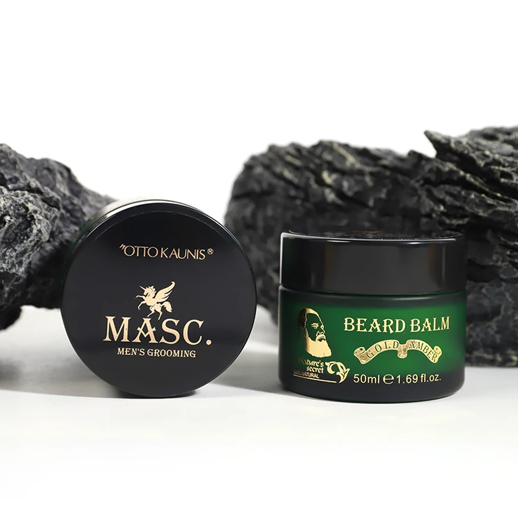 OEM Organic Vegan Strengthen Soften Beard Wax Mustaches Men Beard Balm  Beard Growth Balm With Shea Butter