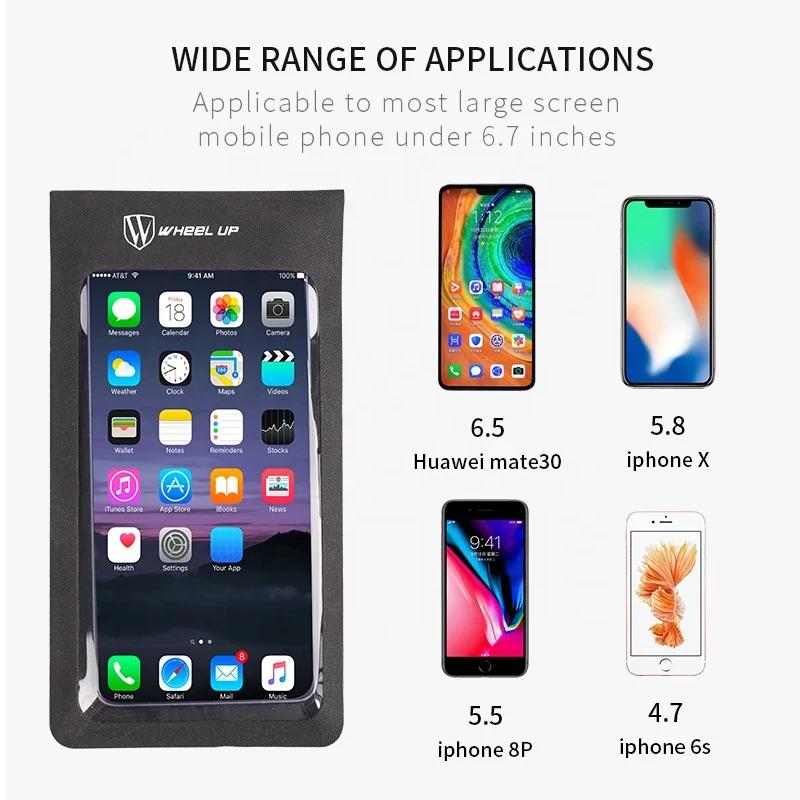 
WHEEL UP Ultra Thin Adjustable Touch Screen Phone Bike Waterproof Phone Holder Bag Handlebar 