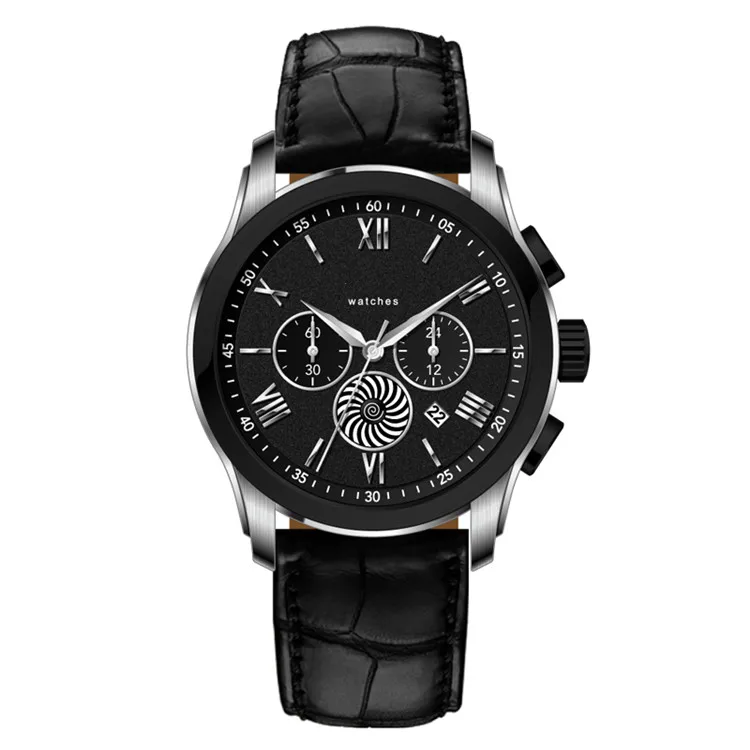 316L Stainless Steel Japan Miyota OS25 Quartz Movement Genuine Leather Strap Watches Men Wrist Quartz Multifunction Small Dials