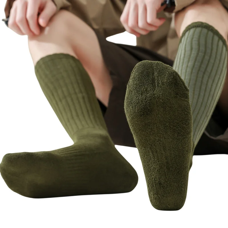 organic crew cushioned thermal cotton socks for ski trekking walking