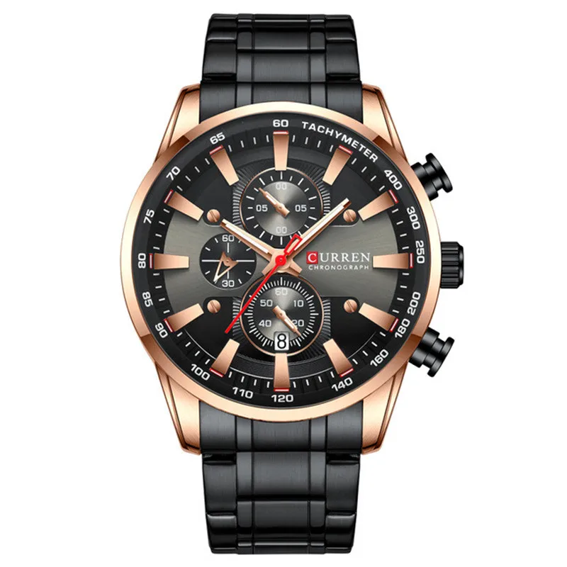 Free Wild Style for Men Wristwatch  CURREN 8351 Waterproof Watch with Six pins Multifunctional and Fashionable Steel Band Watch
