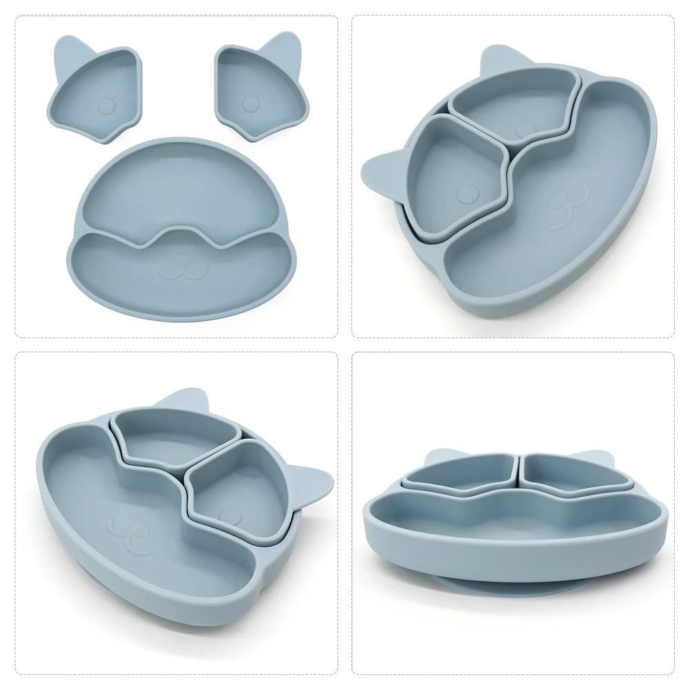 Manufacturer Wholesale New Design Toddler Solid Food Feeding BPA Free Suction Bowl Baby Silicone Plate Set