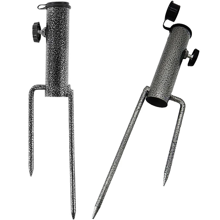 Beach umbrella sand anchor heavy duty wind portable parasol holder two forks umbrellas spike grass screw design auger spikes