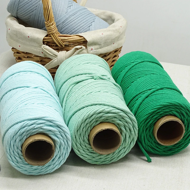 Basic 3mm 4mm braided cored colorful macrame cord cotton rope 32 colors for handmade project