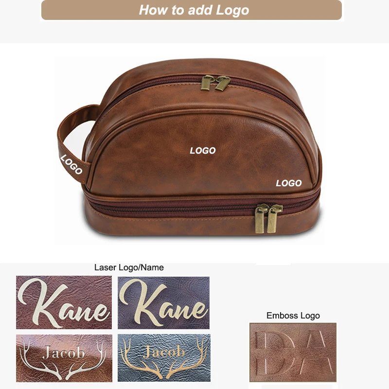 Advanced travel leather toiletry bag for men large travel shaving toilet bag dopp kit