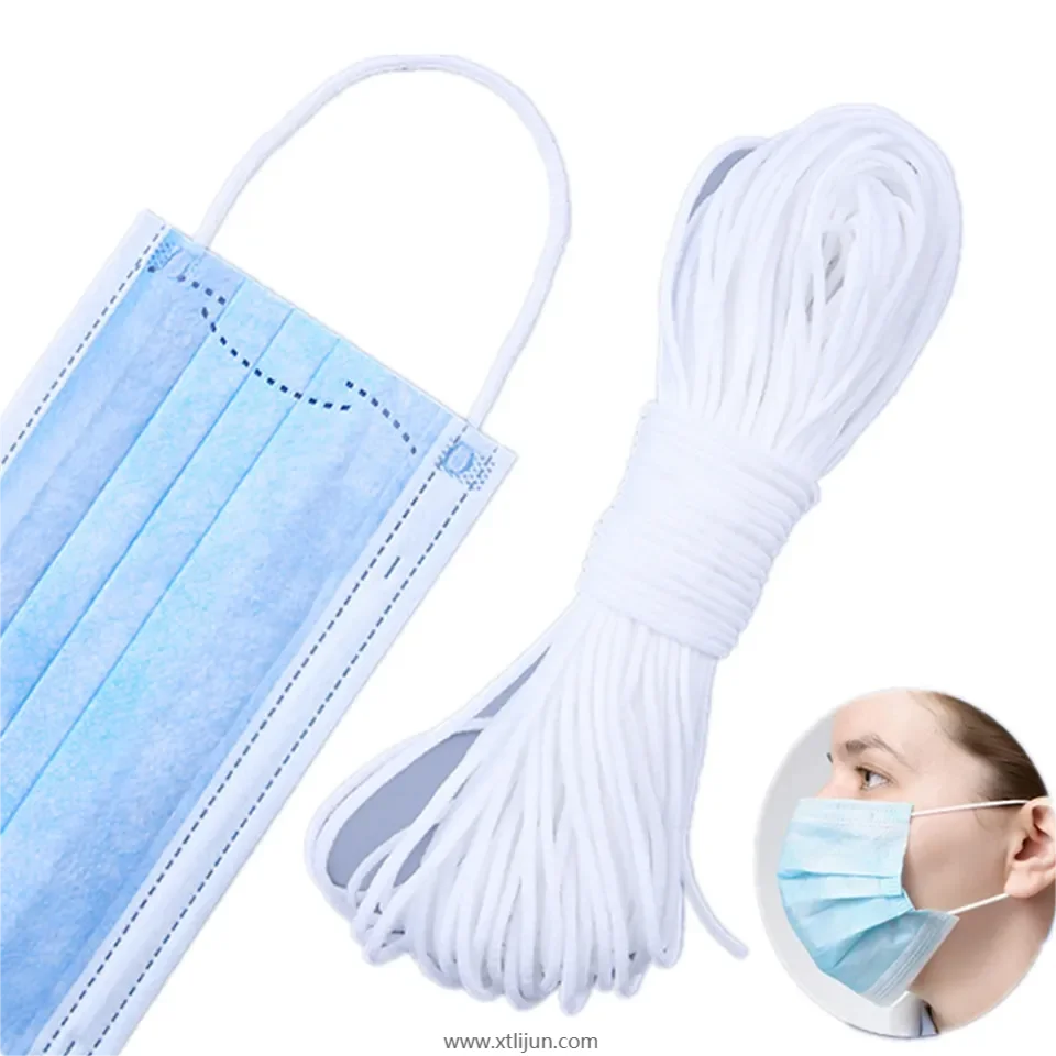 0.5CM Elastic Band White Crochet Face Mask Earloop Elastic Band Earloops for Mask flat mask ear loops knit elastic band rope