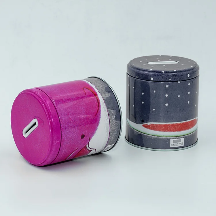 Рекламная детская круглая копилка, монета, деньги, жестяная коробка, металлическая копилка