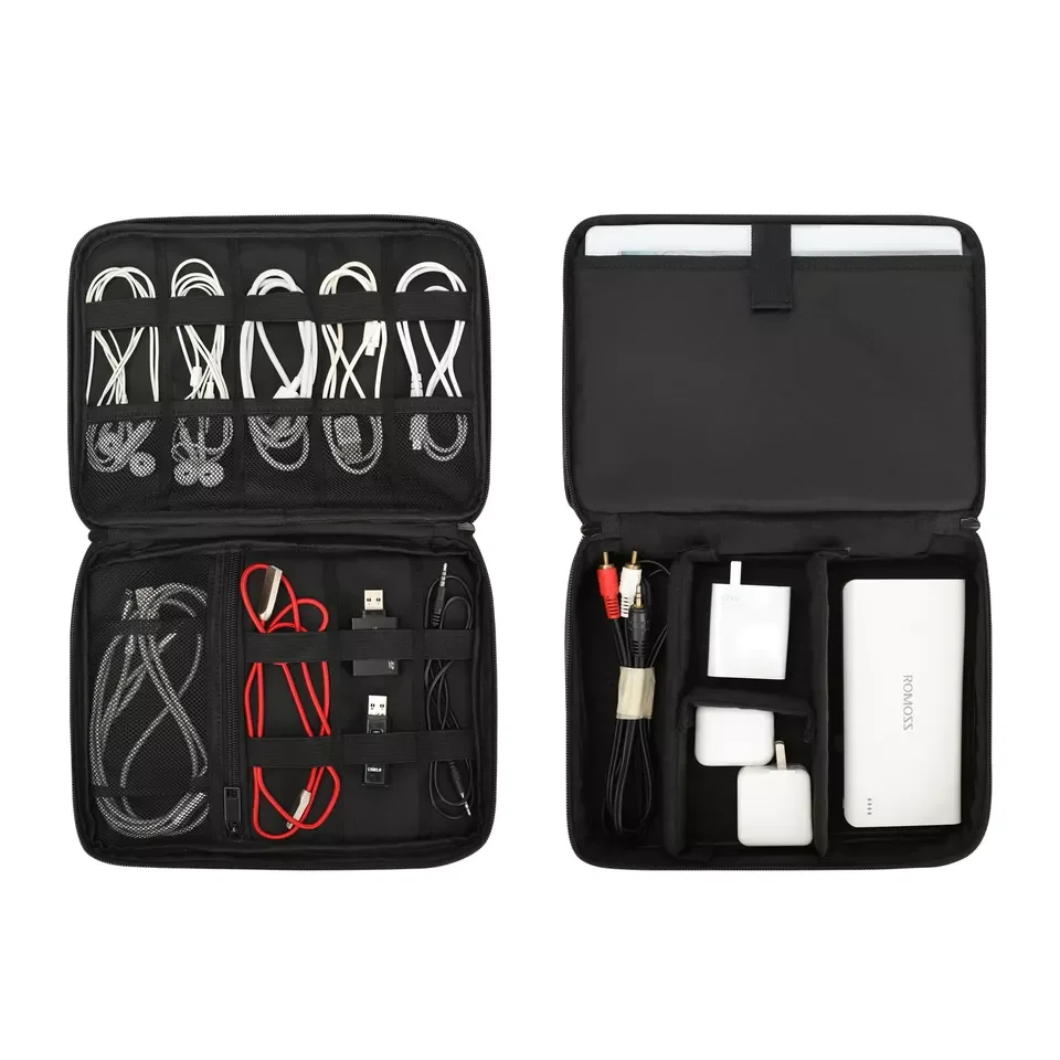 Double Layer Organizer Waterproof Cable Carry Bag Electronic Accessories Case Storage Bags