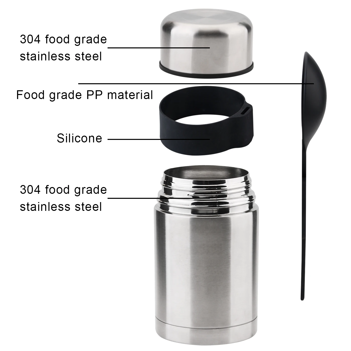 Vaccum Thermos Food Jar Flask Stainless Steel Kids School Lunch Box with Spoon
