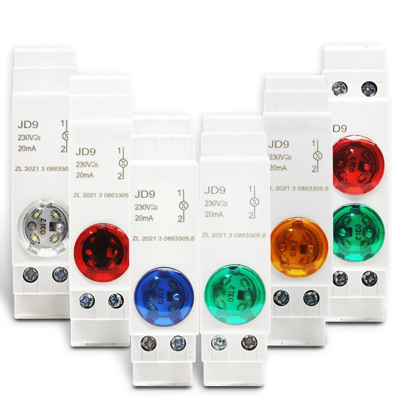 Red Green JD9  Din Rail Mount Indication Light LED Signal Lamp AC/DC 230V 24V 220V Pilot Lights