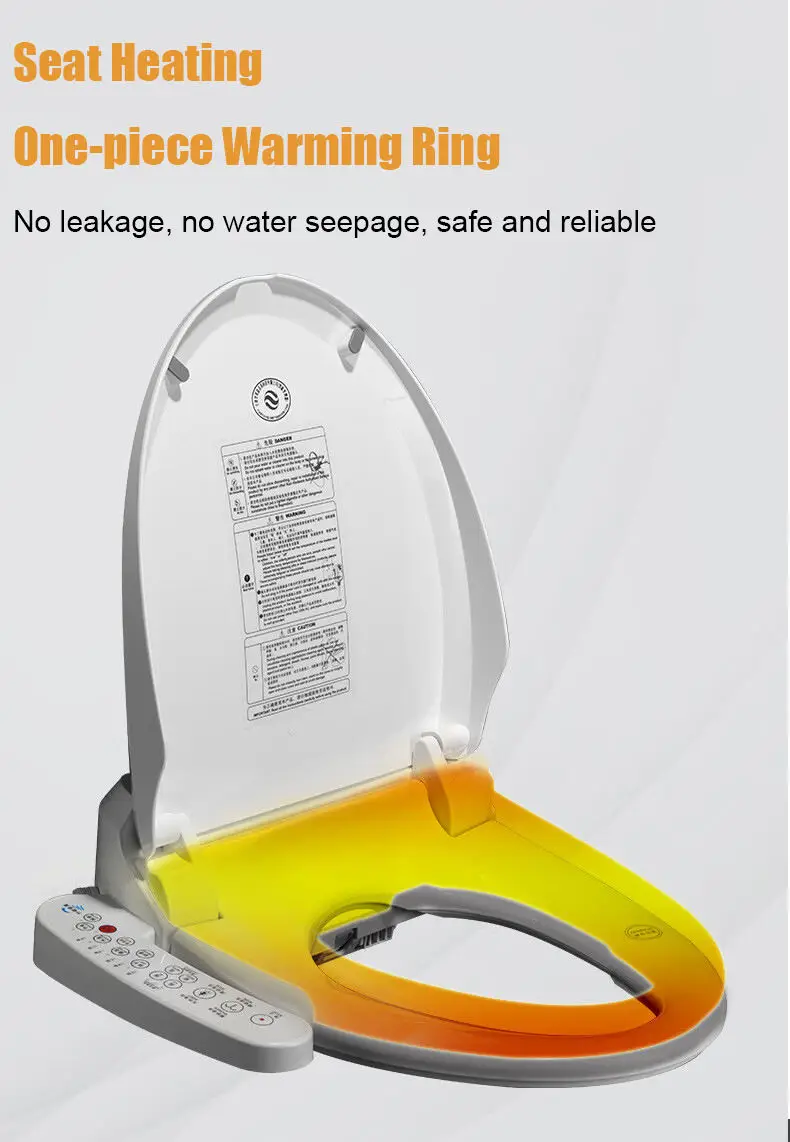 Hyundai Bathroom 120v D Shape White Controlled Self Cleaning Automatic PP Battery Heated Bidet Toilet Seat Cover