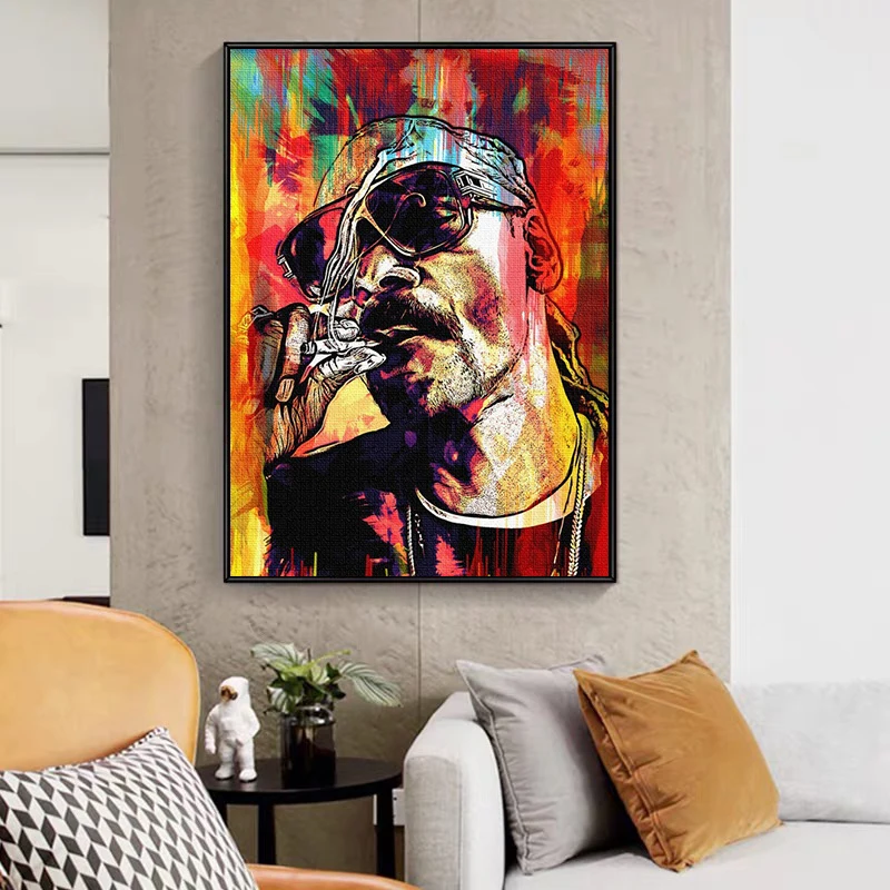 Modern Abstract Hip Hop Rapper Smoking Posters and Prints Canvas Paintings Wall Art Picture for Living Room Decor No Frame