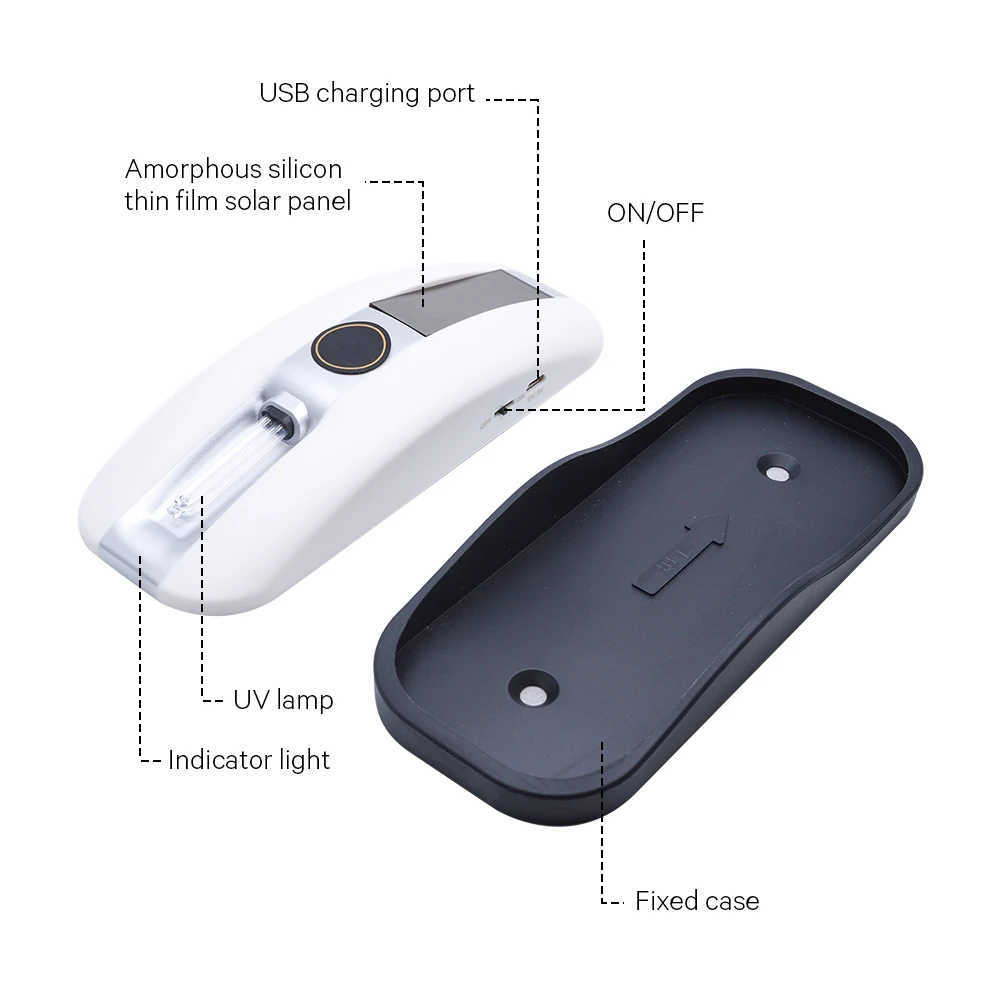 
Smart mini solar charging close stool ultraviolet sanitizer portable household disinfection lamp light uv toilet sterilizer 