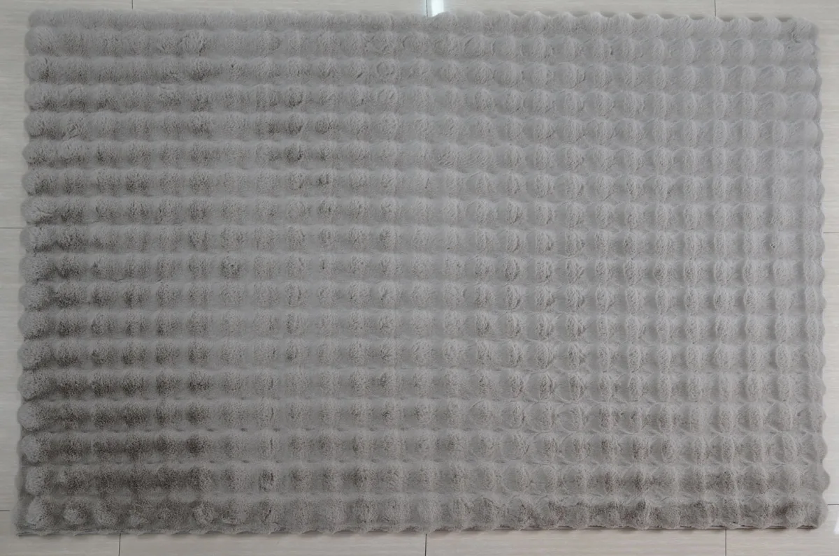 Pop Design Cream Color 3D Faux Rabbit Fur Rugs and Center Carpet for Living room