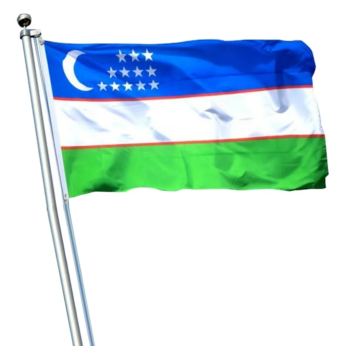 National Flag Outdoor Flying Flag Double Stitching With Two Grommets Uzbekistan Flags