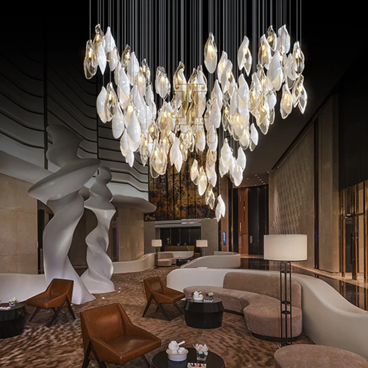 Modern Design Custom Indoor Decoration Fixture Hotel Hall Lobby LED Chandelier Lamp