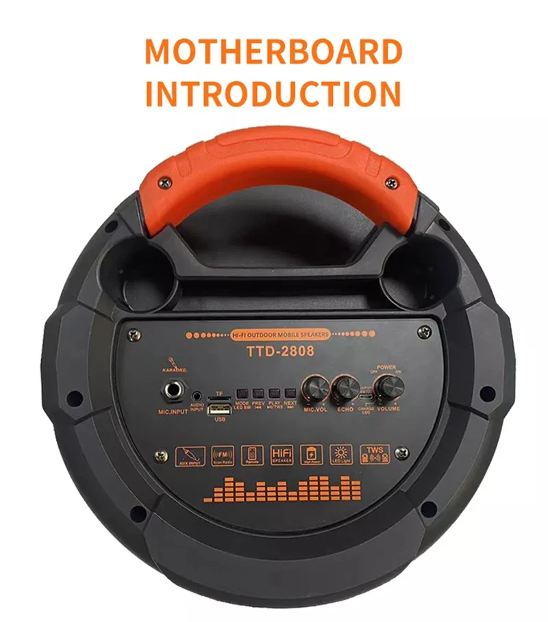 TTD-2808 20W Double 8 inch Remote Control Wireless Mic Home Theater Outdoor Portable Karaoke Party BT Smart Stereo Speaker