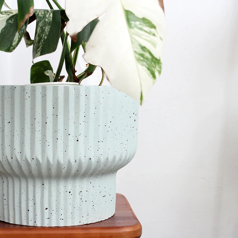 Simple speckled glaze striped home balcony decoration flowerpot fiber clay flower pot for garden decor