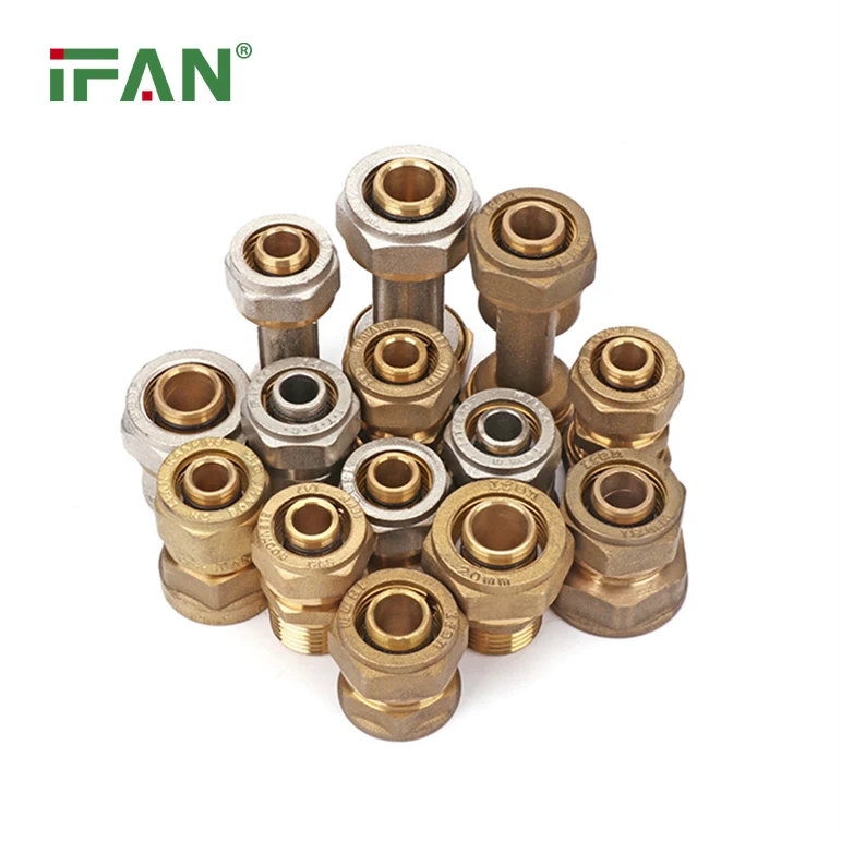 IFAN High Quality PEX Fitting Forged Brass Material Plumbing Fittings Customized Size 16mm - 32mm PEX Brass Compression Fitting