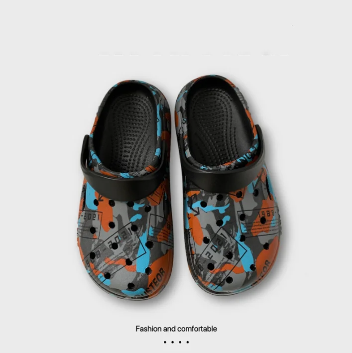 Clogs shoes for men outside wear home thick bottom non-slip couple beach hole shoes male high quality