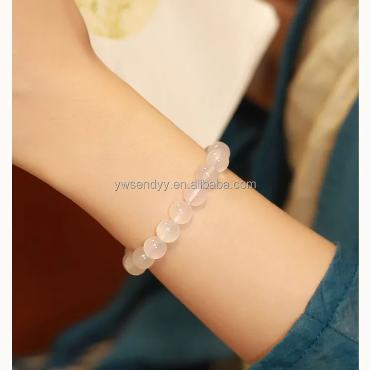 Wholesale women natural ice white agate bracelet lychee frozen horse ingredients jade pulp beads bracelet