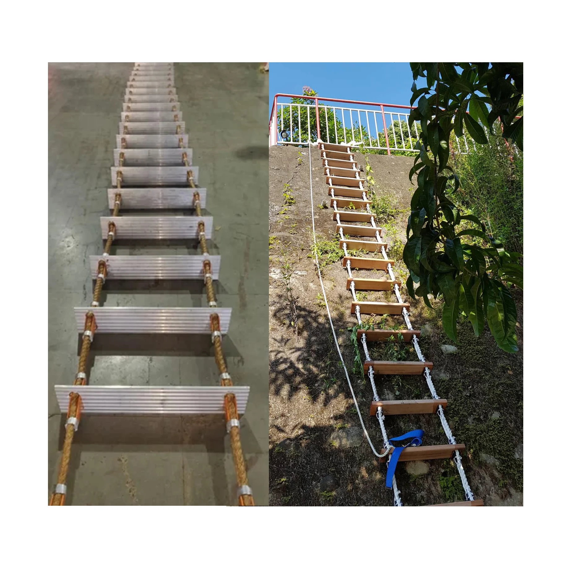 Kingbridge  Aluminum Folding Ladder Fire Emergency  Rope Ladder With Aluminum Rungs