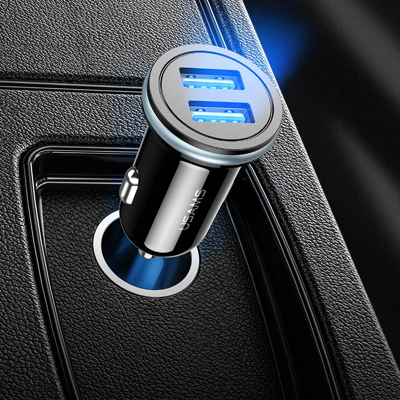 
USAMS new factory Price CC050 2.4A Dual USB Mini light Car Charger 